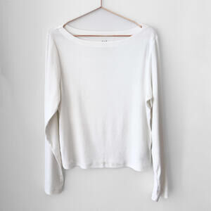NWT Gap White Ribbed Long Sleeve Modern Boatneck T-Shirt Size XL